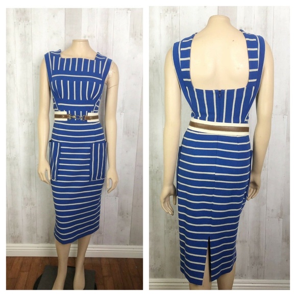 ❌SOLD❌ [Tracy Reese] Striped Pockets Sheath Dress - Picture 2 of 8